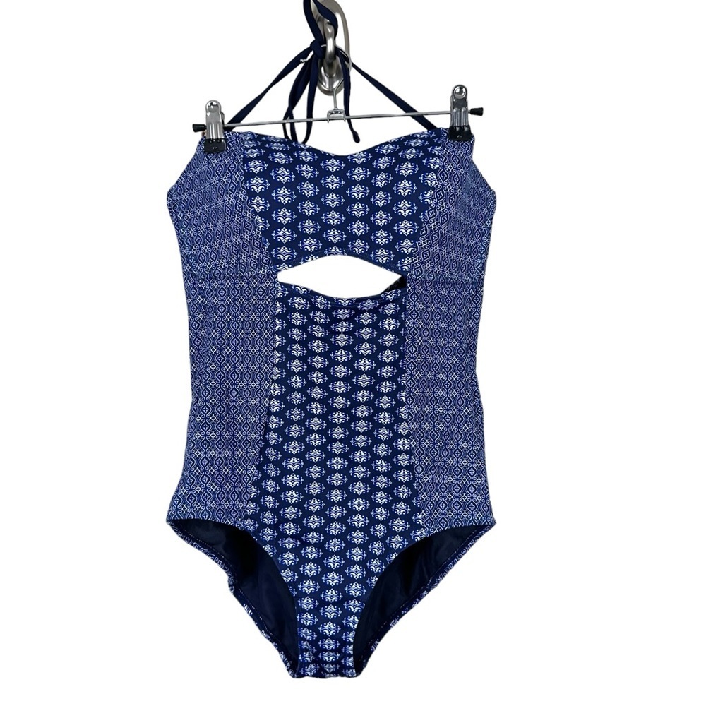 Athleta One-Piece Tangier Cut-Out Blue Tile Swimsuit